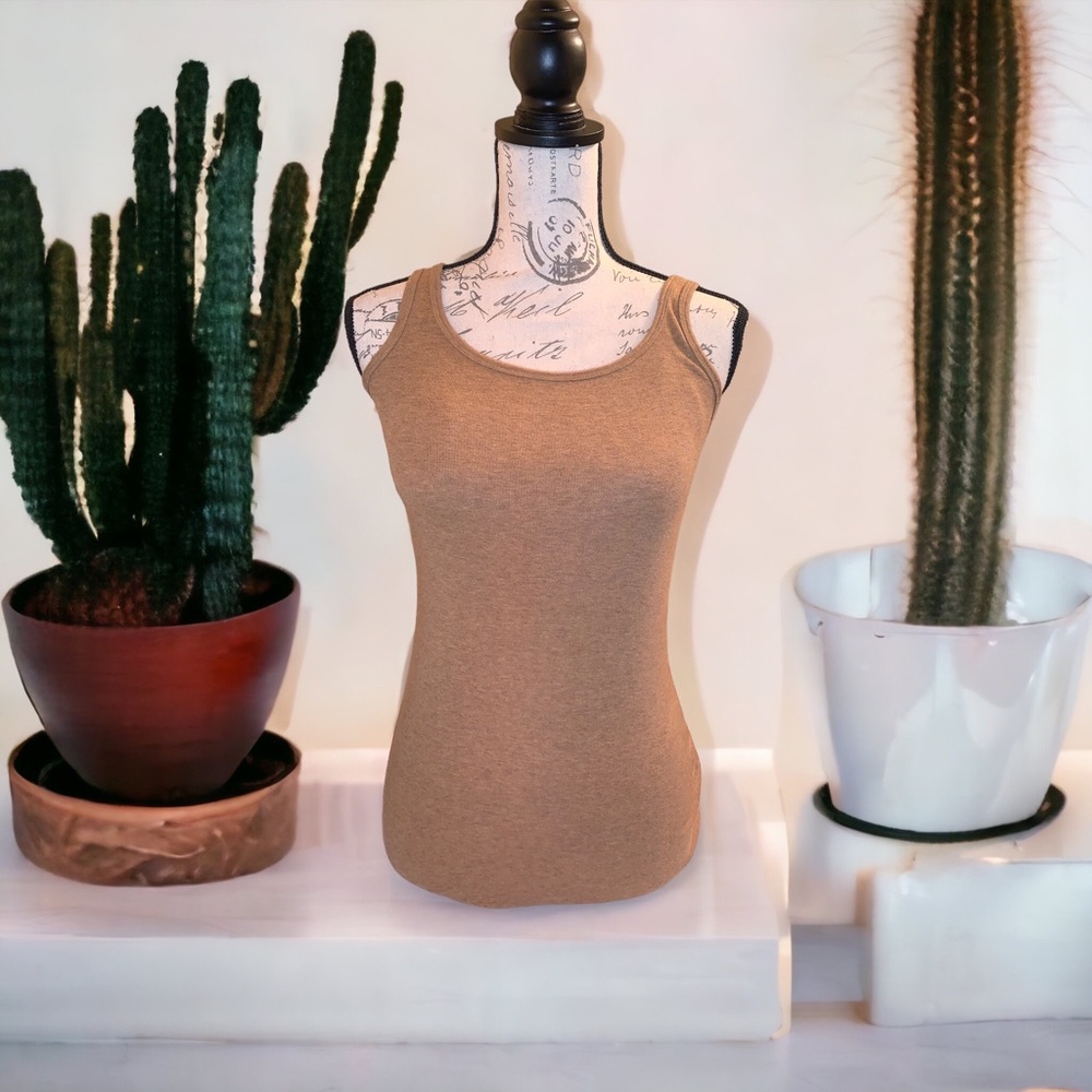 A New Day Square Neck Coffee Brown Tank Top